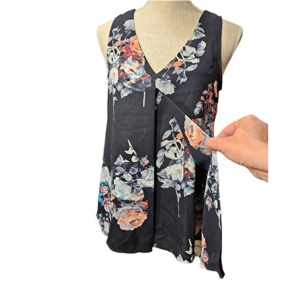 Daniel Rainn Sleeveless Blouse Womens Sz Small Floral Split Front Tank Top - Picture 2 of 9